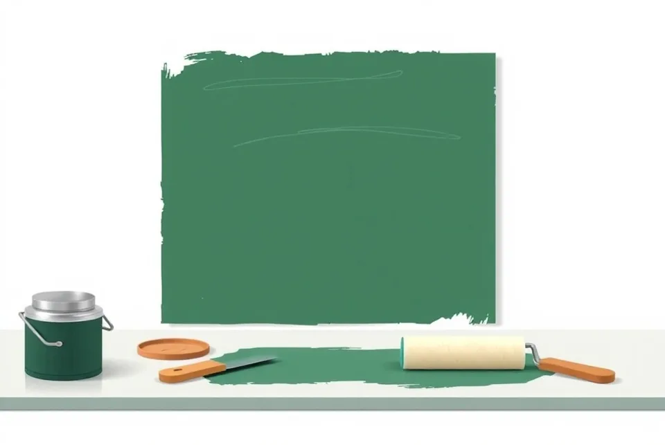 Outils de peinture disposés dans l'ordre des étapes du chantier