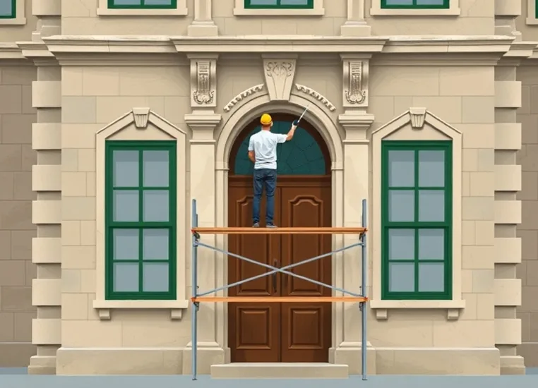 Ravalement de façade en pierre, nettoyage et application d'enduit