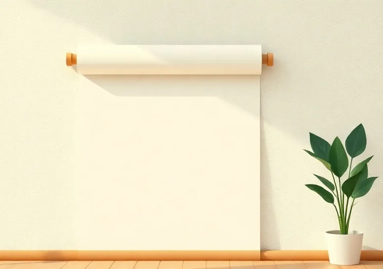 Pose de papier peint, rouleau et brosse à maroufler